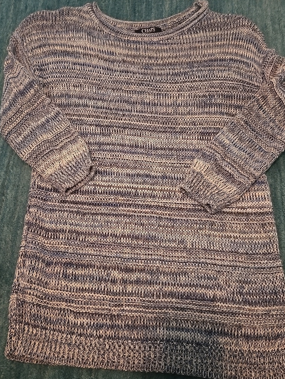 Chaps Marled Navy & White Crewneck Sweater